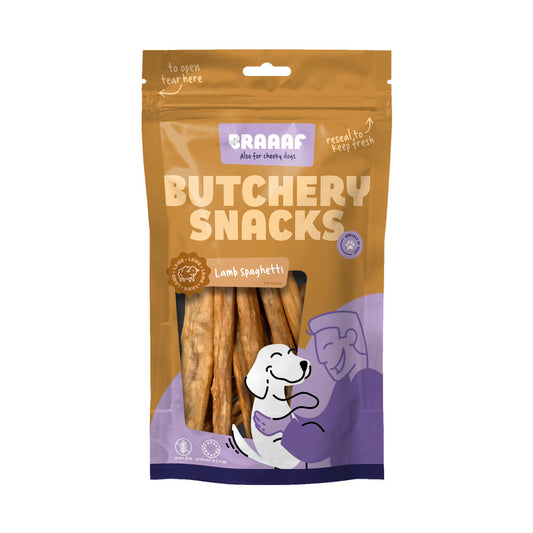 Agneau Spaghetti pour Chien 85g - Braaaf