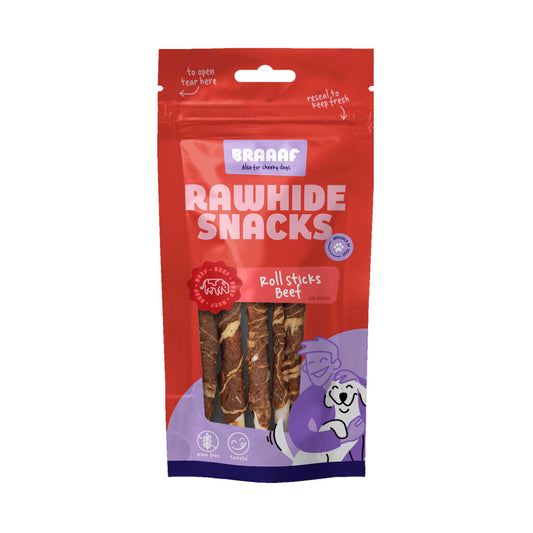 Snack a Macher Chien Rouler Bâtons de Boeuf et Poisson - Braaaf