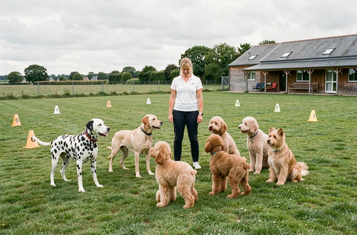 Amicale Canine Quimperloise : club d'éducation canine avec groupe de chiens et maîtres à Quimperlé
