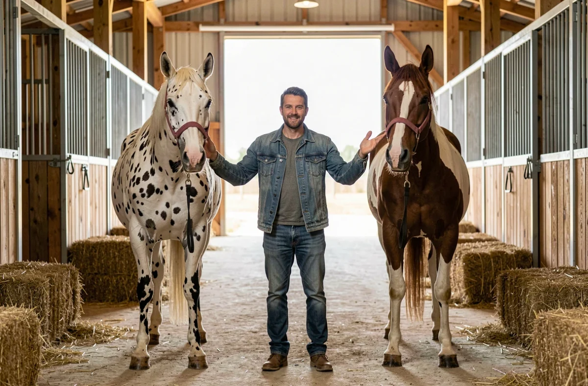 Comparaison entre un cheval Appaloosa et un Paint Horse dans une écurie pour éviter les confusions de race