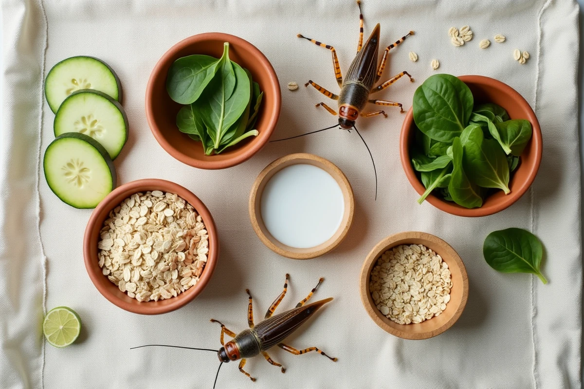 Régime alimentaire idéal pour grillons domestiques — légumes frais, protéines et suppléments en calcium pour un élevage réussi
